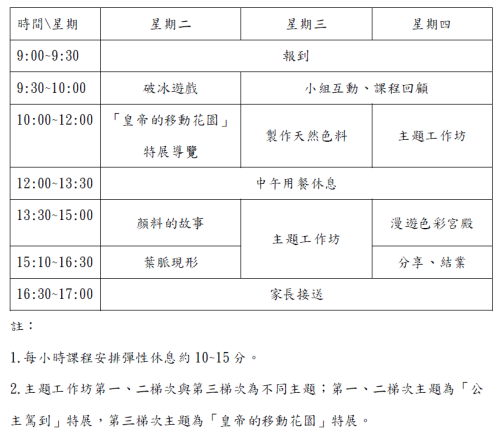 活動課表