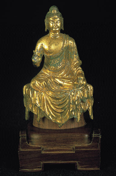 Gilt bronze seated Buddha