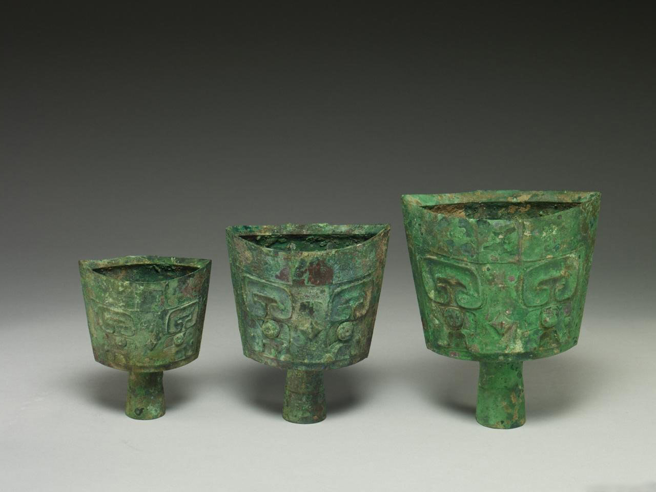 Nao bells with animal mask pattern, Late Shang Dynasty