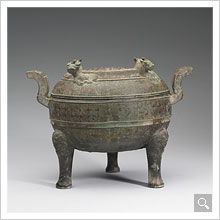 Ding cauldron with four oxen on the lid Warring States Period (New window)