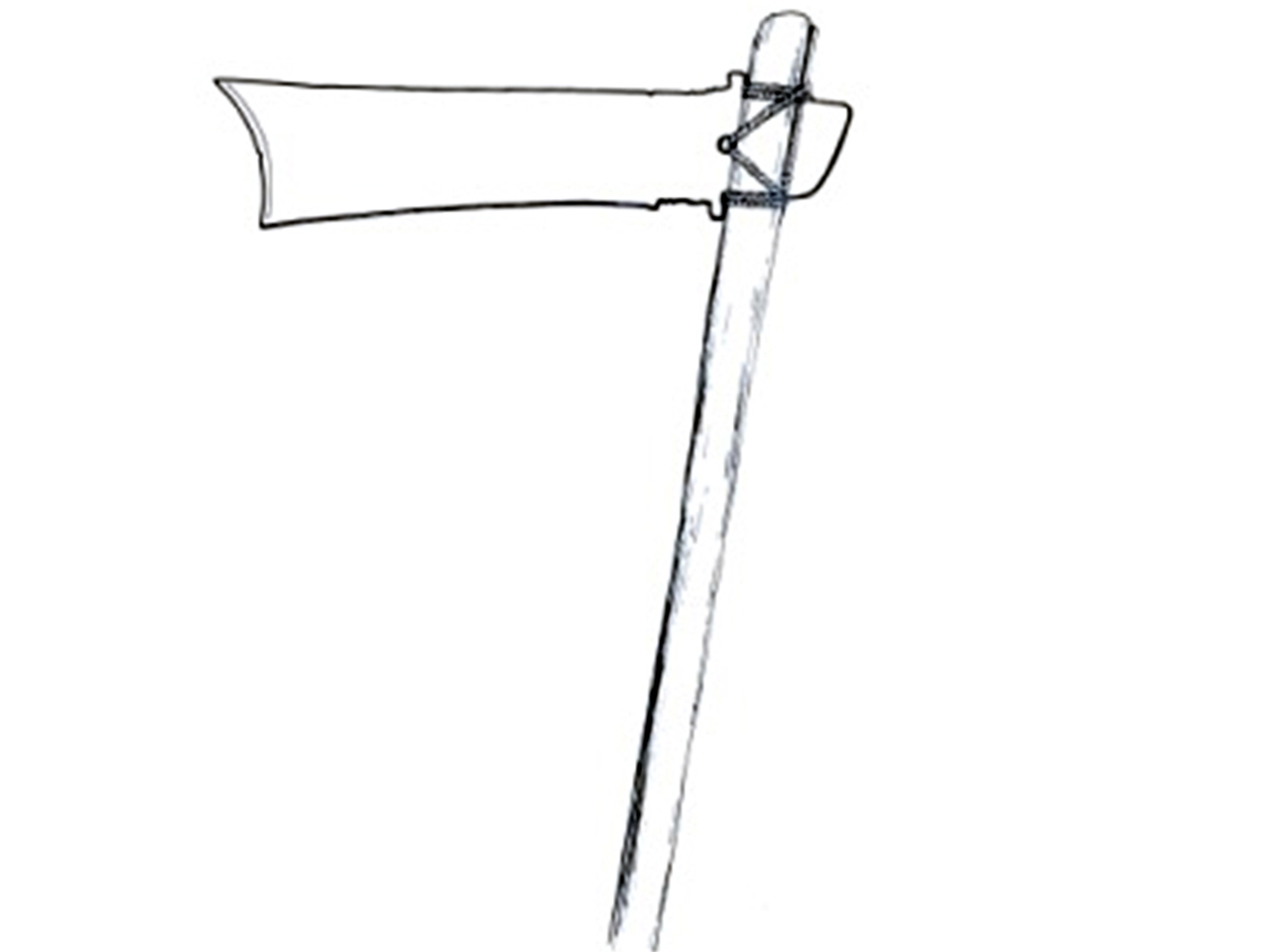 Diagram of a <i>Yazhang</i> with wooden handle restored