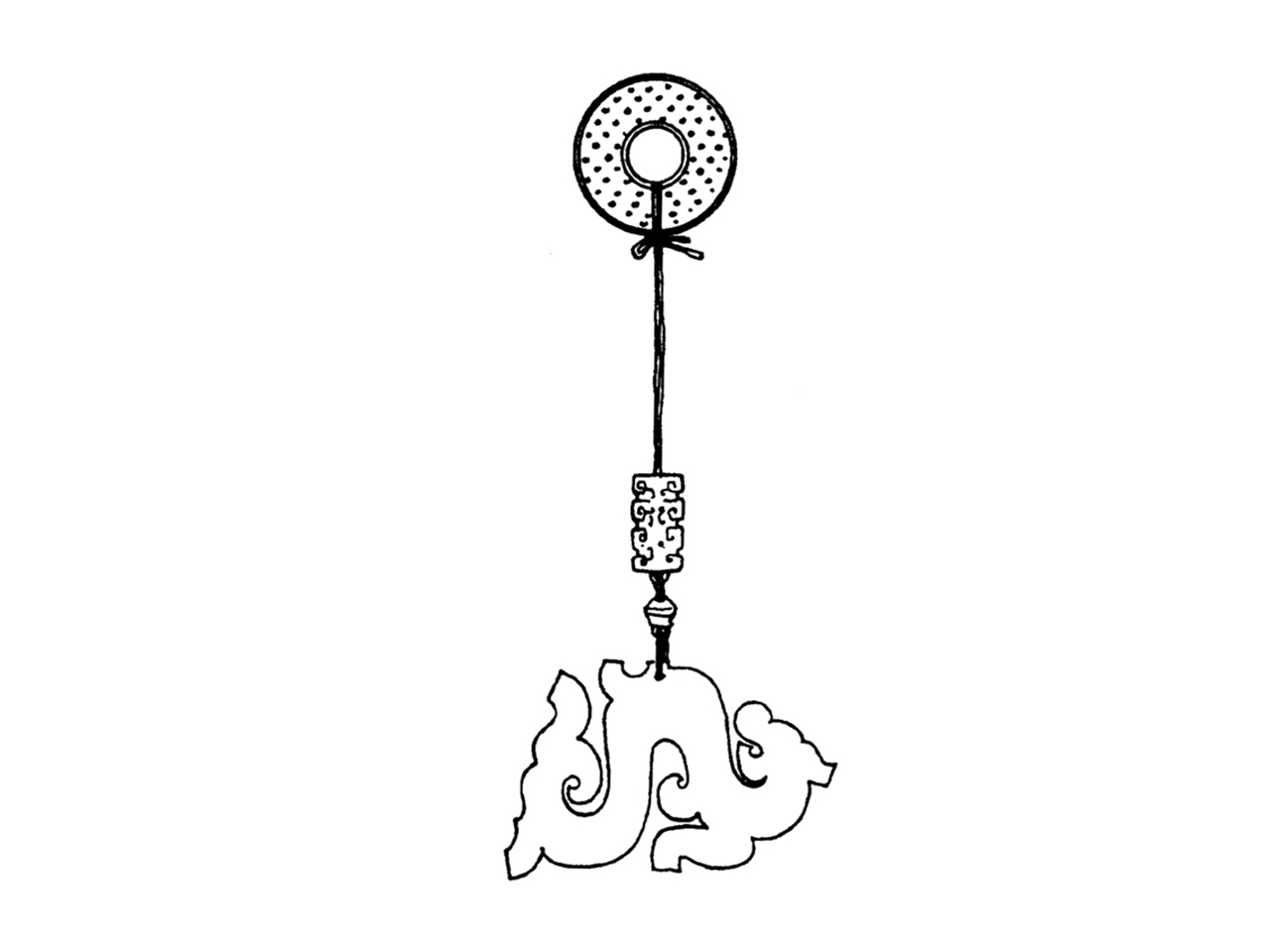 Diagram of a jade set with thread from Warring States Period