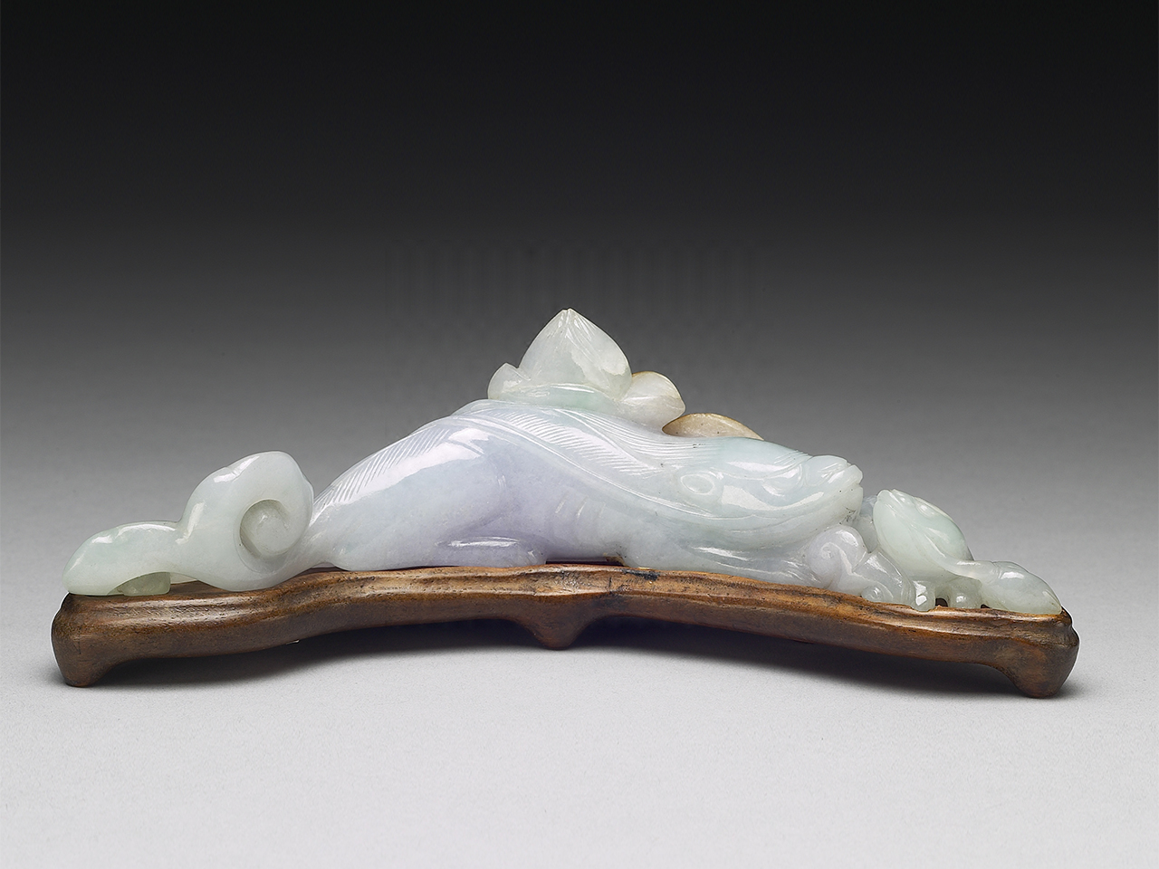 Tri-color Jadeite Brush Rack in the shape of mythical animals