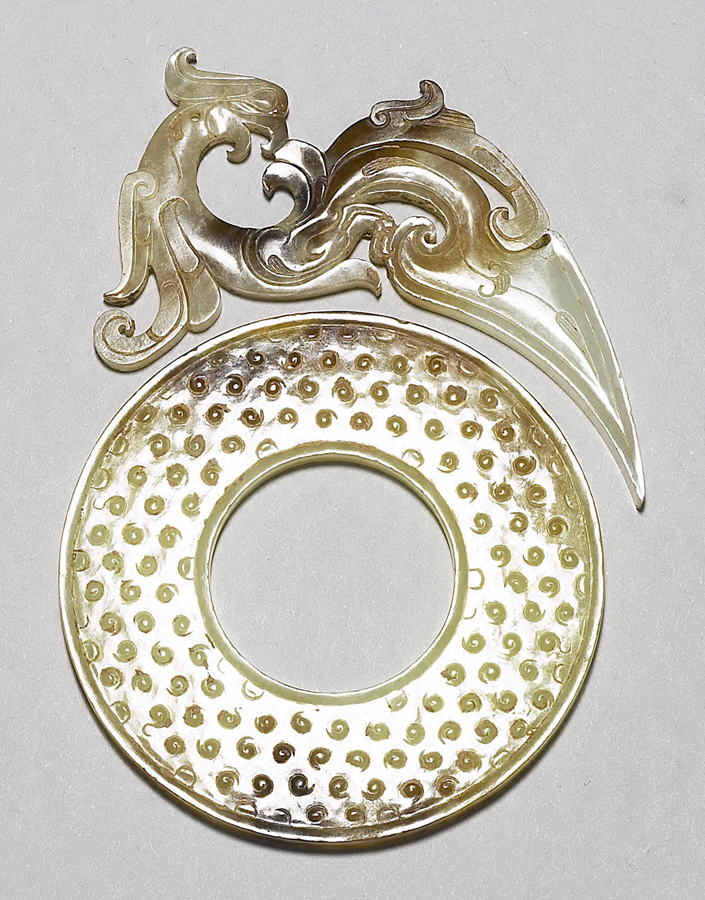 Pei Pendant with phoenix pattern / Bi Disc with grain pattern