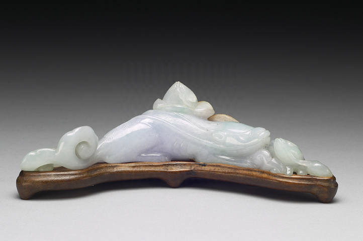 Tri-color Jadeite Brush Rack in the shape of mythical animals