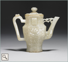 Jade Ewer with ''longevity'' character and floral pattern (New window)